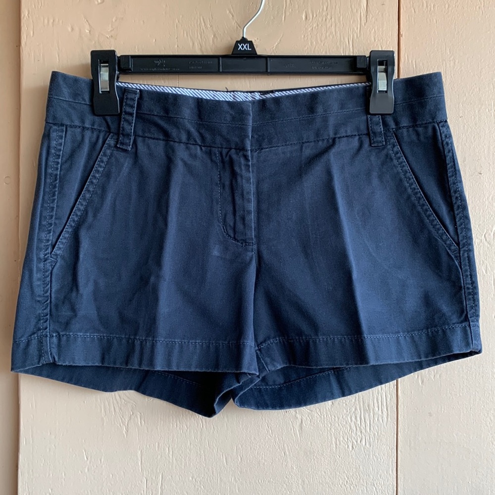 J Crew Sz 2 Navy Blue Chino Shorts